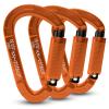 FVW 3 Pieces Heavy Duty Climbing Carabiners, 25KN UIAA Certified Auto Locking Rock Climbing Carabiners Clips for Hammocks, Swing, Locking Dog Leash and Harness, Camping, Hiking & Utility (Orange) view 1