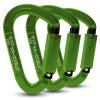FVW 3 Pack Heavy Duty Climbing Carabiners,25KN UIAA Certified Auto Locking Rock Climbing Carabiners Clips for Hammocks, Swing, Locking Dog Leash and Harness, Camping, Hiking & Utility (Green) view 1