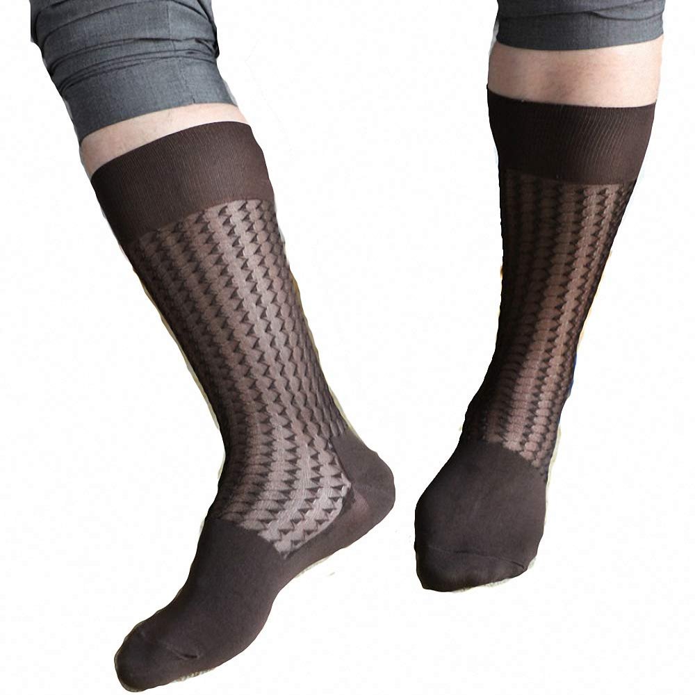 Goobester Men Tube Dress Sheer Formal Wear Stocking Suit Thin Transparent Business Socks 01