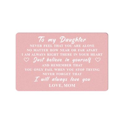 DEGASKEN Daughter Gifts Wallet Card from mom, To My Daughter Never Forget I Love You, Daughter Wedding Card Gifts from Mother, College Graduation, Birthday, Christmas