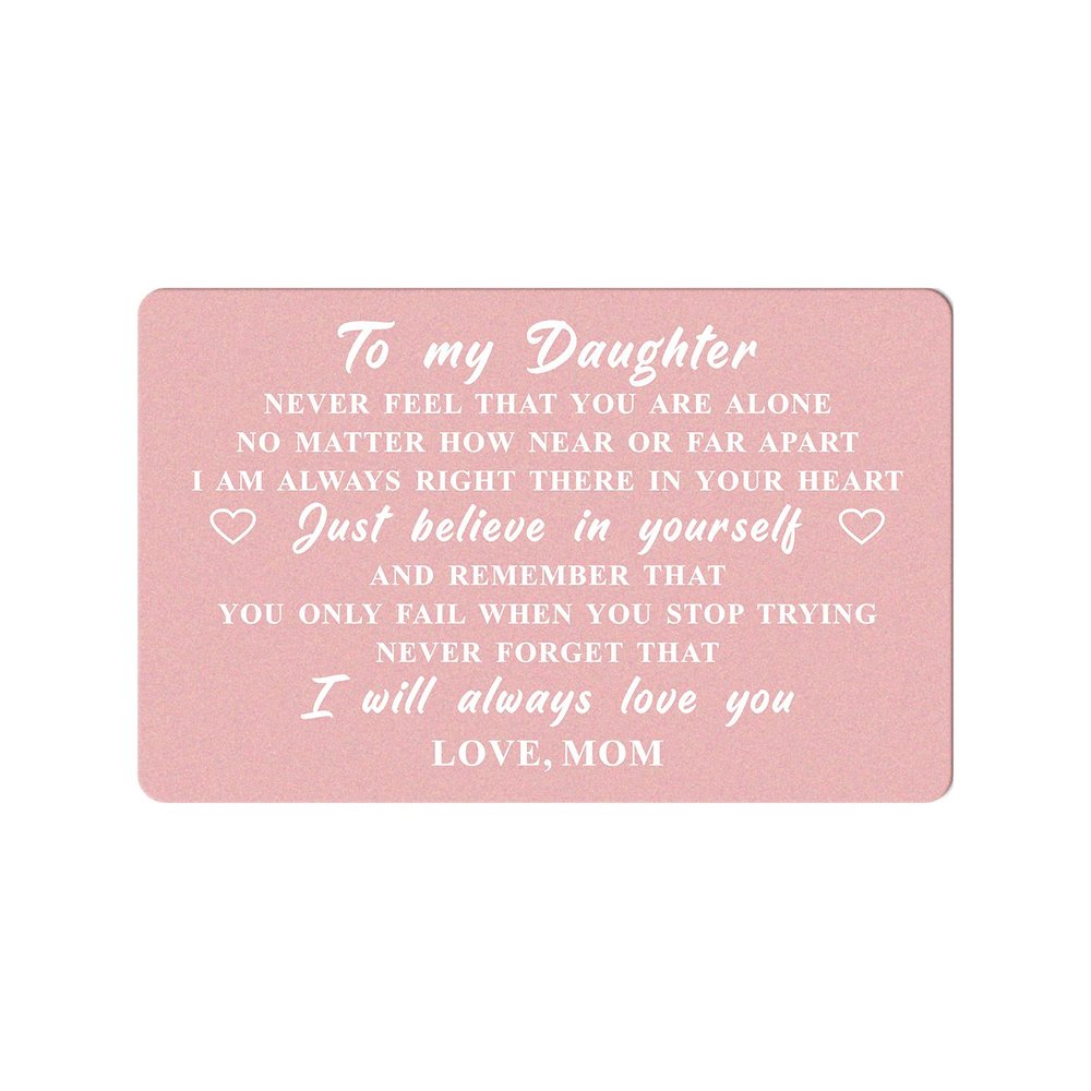 DEGASKEN Daughter Gifts Wallet Card from mom, To My Daughter Never Forget I Love You, Daughter Wedding Card Gifts from Mother, College Graduation, Birthday, Christmas