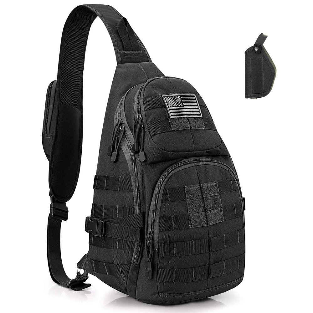 G4Free Tactical EDC Sling Backpack, Military Rover Shoulder Sling Bag Pack with Pistol Holster for Concealed Carry
