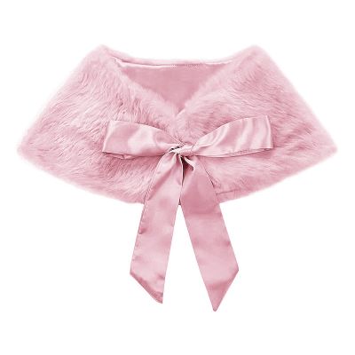Flower Girls Wrap Shawl Wedding Bridesmaid Tippet Stole Christmas Party Dress Costume Shrug Capelet (Pink)