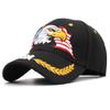 Anna-Kaci USA American Flag Patriotic Eagle Hawk Embossed 3D Adjustable Velcro Baseball Caps Hats, Black view 1