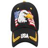 Anna-Kaci USA American Flag Patriotic Eagle Hawk Embossed 3D Adjustable Velcro Baseball Caps Hats, Black view 2