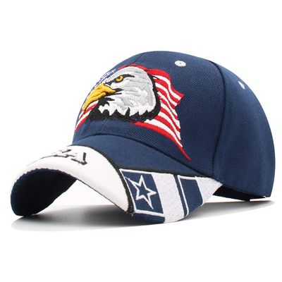 Anna-Kaci USA American Flag Patriotic Eagle Hawk Embossed 3D Adjustable Velcro Baseball Caps Hats, Blue USA