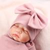 Bamery Newborn Baby Girl Hat Receiving Blanket Cotton Baby Bow Beanie Swaddle Spring Infant Hats for Girls (Skin Pink Hat+Swaddle, Preemie) view 4