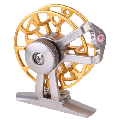BESPORTBLE Fly Reels Fly Fishing Reel Large Arbor Aluminum Alloy Body Smooth Fly Reel (Right Hand Golden)