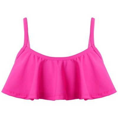 Kaerm Girls Kids Tankini Ruffles Rushguard Cami Crop Top Active Shirts Surfing Diving Swimwear Rose_Red 3