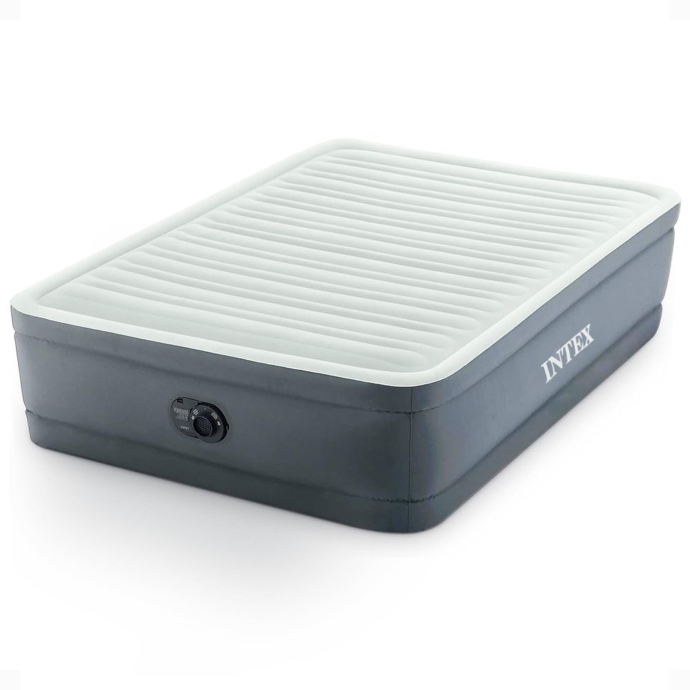 Intex PremAire I Fiber-Tech Elevated Dura Beam Technology Home Air Mattress Bed with Electric Built-in Pump, Full