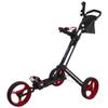 48" Black and Red Easy Folding 3 Wheel Golf Bag Push Cart view 1