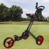 48" Black and Red Easy Folding 3 Wheel Golf Bag Push Cart view 2