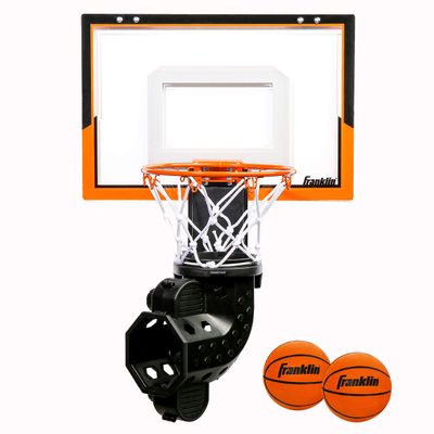 Franklin Sports Over The Door Basketball Hoop with Ball Return - Game Room Ready - Shatter Resistant - 2 Mini Basketballs - Accessories Included