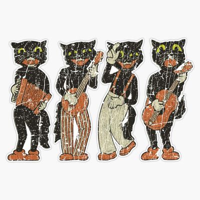 Black Cat Quartet 1940S Halloween Sticker Outdoor Rated Vinyl Sticker Decal for Windows, Bumpers, Laptops or Crafts 5"