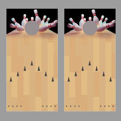 Bowling Lane Strike Black Corn Hole Board Decal Wrap