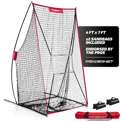 PowerNet Sideline Trainer, 7 x 4 FT Football Kicking Net for Punting Kicking Passing or Snapping, Portable Practice Equipment, Outdoor & Indoor Football Team Training Aid