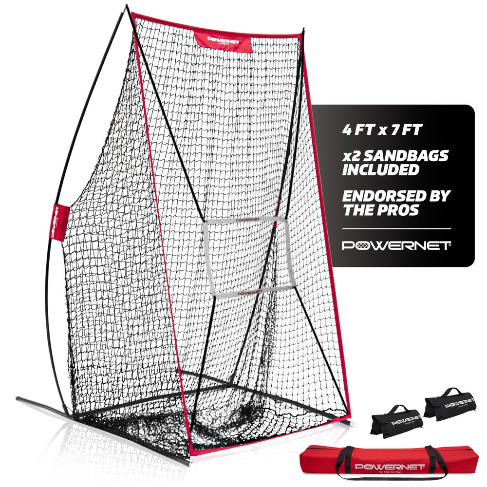 PowerNet Sideline Trainer, 7 x 4 FT Football Kicking Net for Punting Kicking Passing or Snapping, Portable Practice Equipment, Outdoor & Indoor Football Team Training Aid