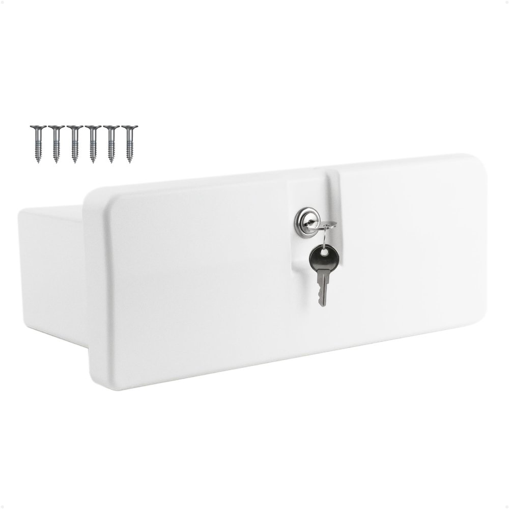 Five Oceans Boat Glove Box, Lockable with 2 Keys, High-Impact and UV-Resistant White ABS Palstic - FO2894