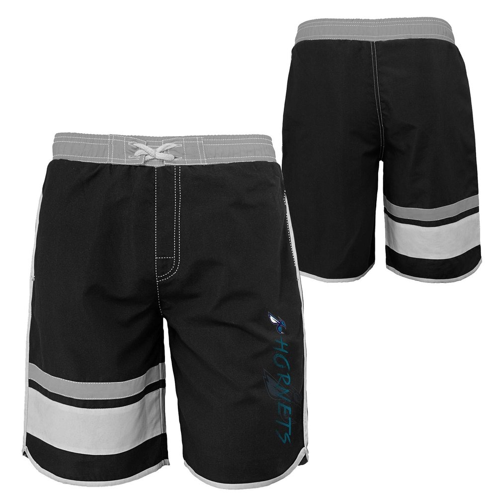 Outerstuff NBA Youth Boys (8-20) Color Block Swim Trunks, Charlotte Hornets Large (14-16)