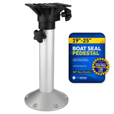 Five Oceans Boat Seat Pedestals, Adjustable Height 19-25 Inches, 360 Degree Rotation, Marine-Grade Aluminum, for Pontoon, Fishing, Sports Boats - FO4476