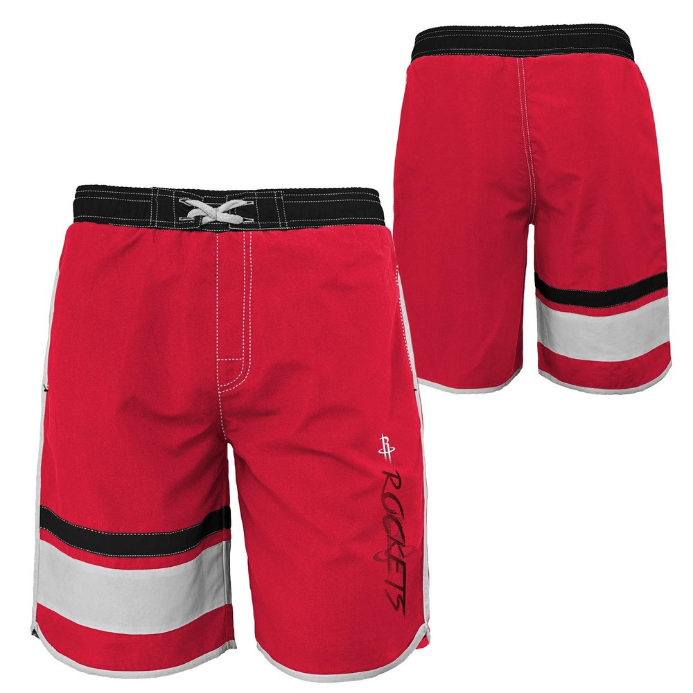 Outerstuff NBA Youth Boys (8-20) Color Block Swim Trunks, Houston Rockets Medium (10-12)
