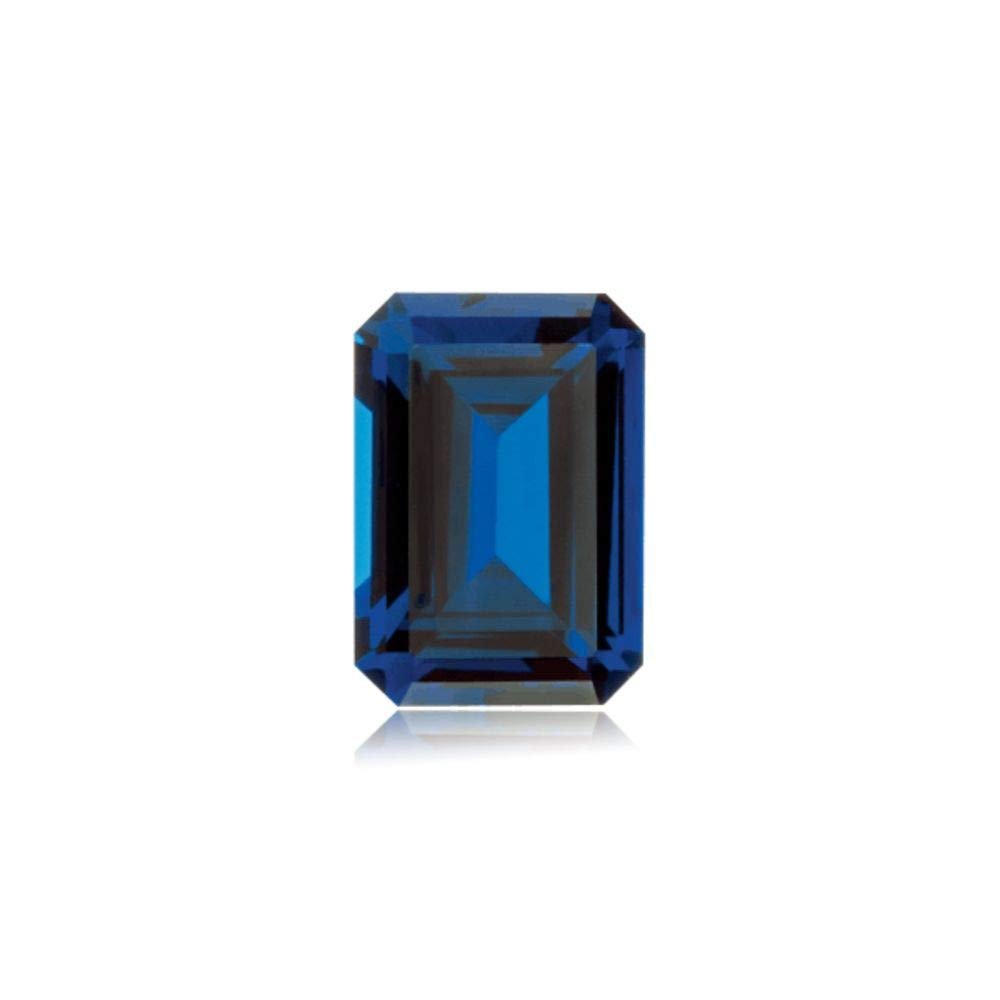 0.33-0.41 Cts of 5x3 mm AAA Emerald Cut Swiss Made Rough Synthetic Blue Sapphire (1 pc) Loose Gemstone