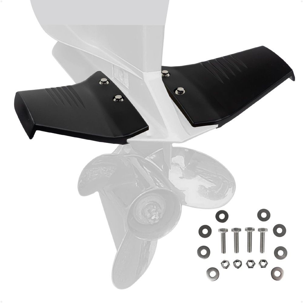 Five Oceans Hydrofoil for Outboard Motor, Hydro-Stabilizer Fins for Outboards and Stern Drive Up to 50HP, Black - FO4470