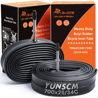 700C Heavy Duty Bike Tubes 700x25C/26C/28C/32C/34C FV48 Presta Valve (25/34-622) 700C Bicycle Inner Tubes Compatible with 700x25C 700x26C 700x27C 700x28C 700x30C 700x32C 700x34C Bike Tire Tubes 2-PCS