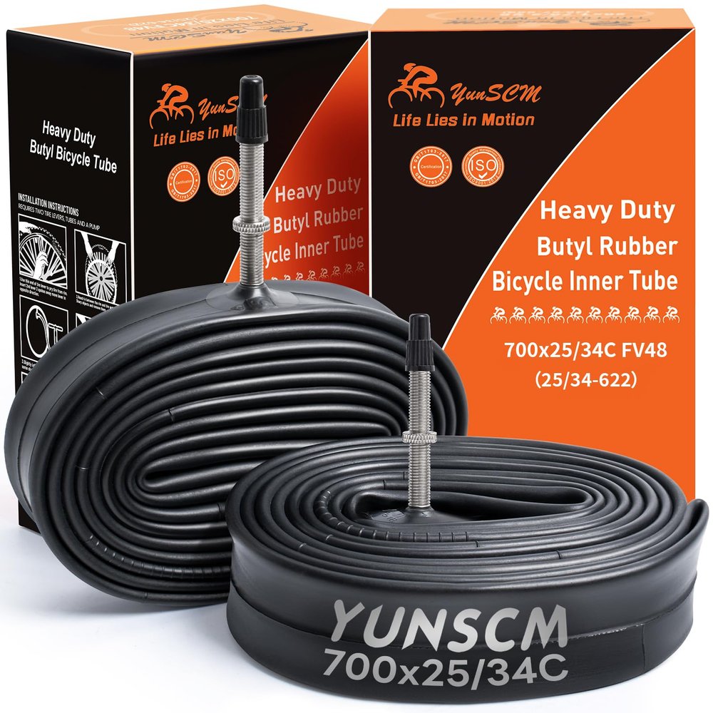 700C Heavy Duty Bike Tubes 700x25C/26C/28C/32C/34C FV48 Presta Valve (25/34-622) 700C Bicycle Inner Tubes Compatible with 700x25C 700x26C 700x27C 700x28C 700x30C 700x32C 700x34C Bike Tire Tubes 2-PCS