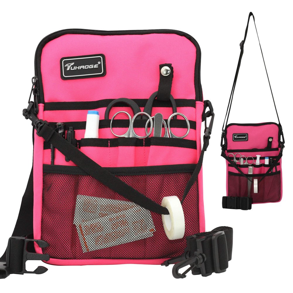 Tuhaoge Multifunctional Waist Bag Kit Practical Nurse Bag (Rose Red)