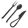 Viking Traders Hand-Forged Blacksmith Medieval Dining Hall Eating/Feasting Utensils set of 3 Piece Functional Fork Knife and Spoon Medieval Eating Set, with genuine leather pouch for easy carrying. view 1