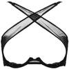 ACSUSS Womens Sheer Mesh Lingerie Adjustable Straps Crisscross Open Front Underwired Bra Top Black X-Large view 1