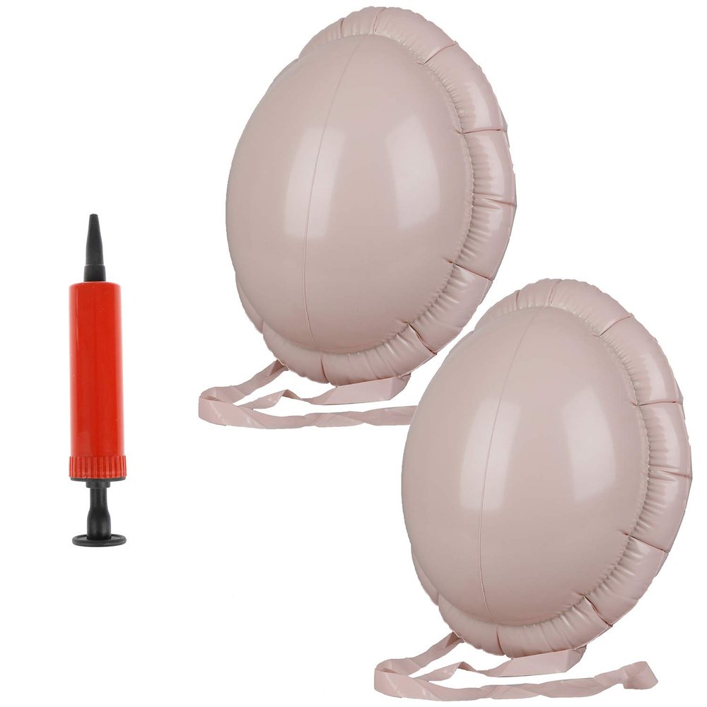 2Pcs Santa Big Belly Inflatable Fake Belly with a Hand Pump for Christmas or Halloween Cosplay Decoration, Unisex Belly Stuffer Santa Big Belly