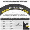 22" x 1.75/1.95/2.125 Bike Replacement Inner Tubes with Schrader Valve 32mm for Road/Mountain Bikes (2 Inner Tubes) view 2