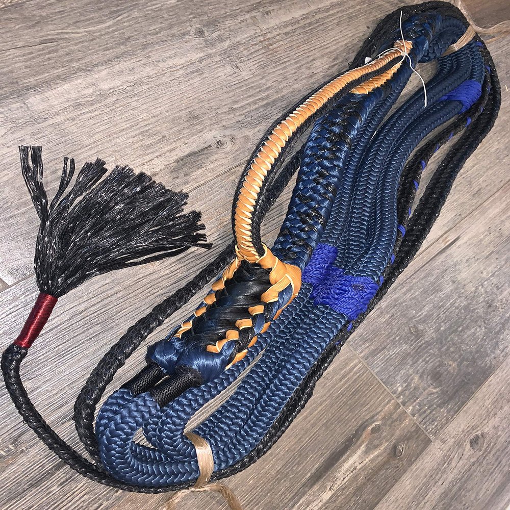 EPT Bull Ropes Navy Blue Nylon on Black Poly Pro 9x7 Right Hand 3/4" x 3/4" Rodeo Riding 16'