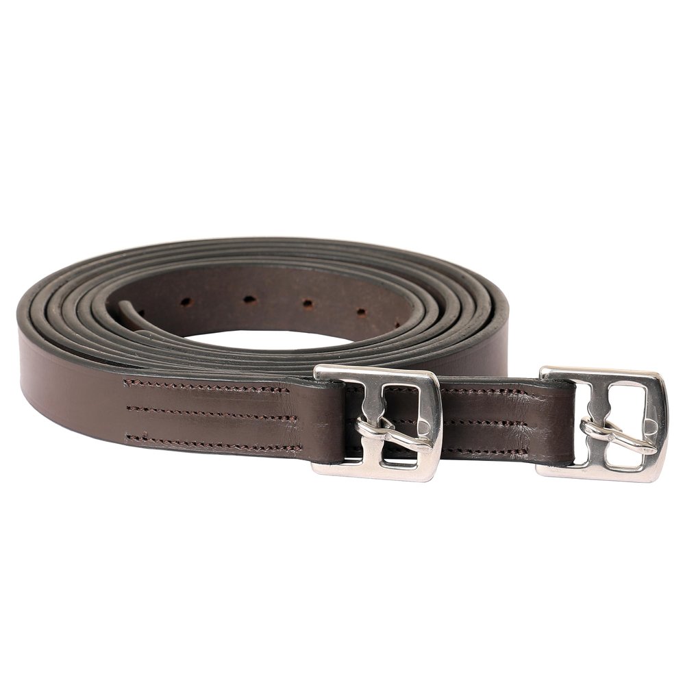 ExionPro Pre-Stretched Leather Stirrup Leathers for English Saddles Non-Stretch Vegetable Tanned Leather Stirrups 18 Numbered Holes for Precise Adjustment Stainless Steel Buckles Pair