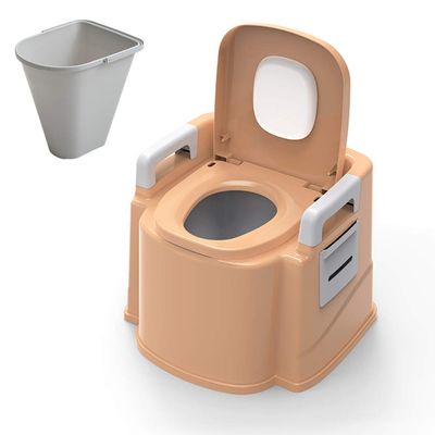QWEASDF Portable Camping Toilet, Portable Lightweight Self-Contained Toilet, Anti-Leak Water Pump, Large Capacity Waste Tank for RV/Boat/Truck,Orange