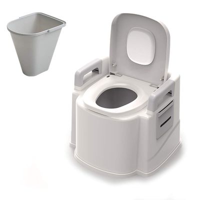 QWEASDF Portable Camping Toilet, Portable Lightweight Self-Contained Toilet, Anti-Leak Water Pump, Large Capacity Waste Tank for RV/Boat/Truck,Gray