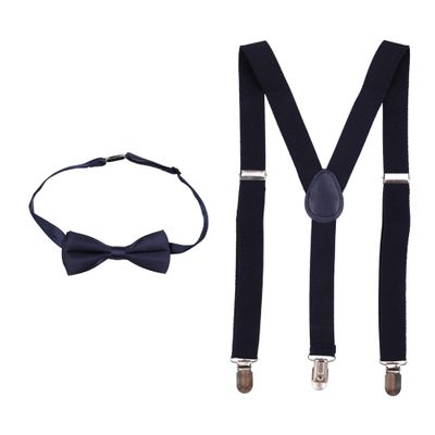 Kids Bow Tie Suspender Sets, Elasticated Clip on Braces for Childrens, 25mm Wide