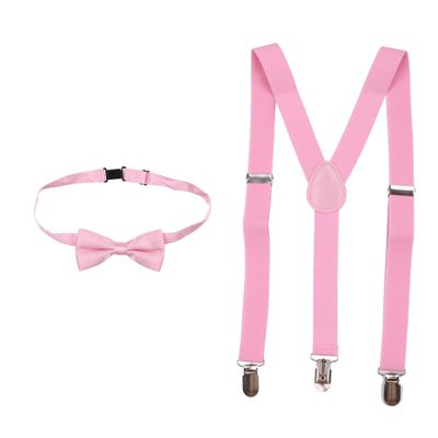 Trimming Shop Kids Bow Tie Suspender Sets, Elasticated Clip on Braces for Childrens, 25mm Wide