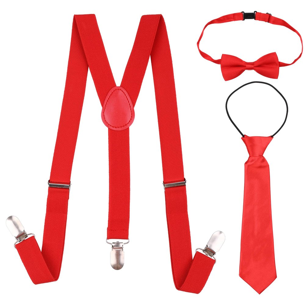 Trimming Shop Braces Bow Tie Necktie Set, 12-16 Years Kids Clip - On Suspender Y Shape