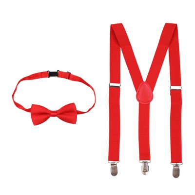 Trimming Shop Kids Bow Tie Suspender Sets, Elasticated Clip on Braces for Childrens, 25mm Wide