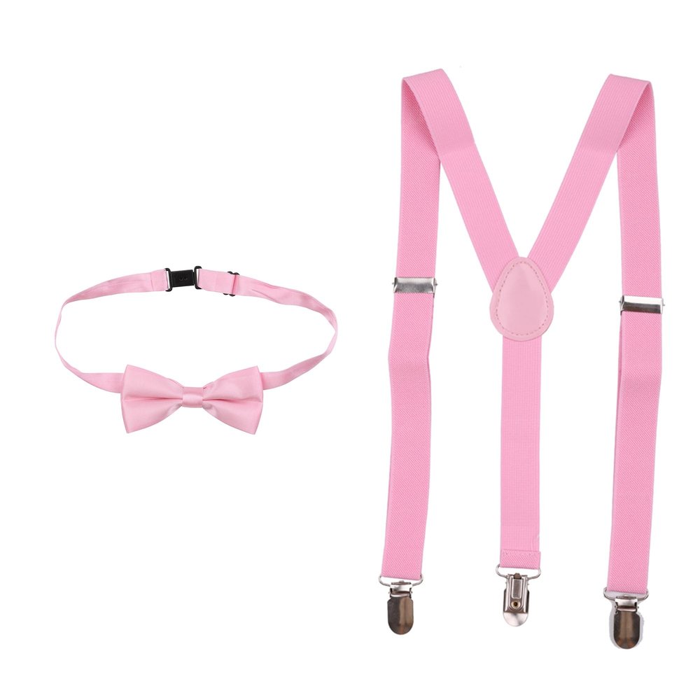 Trimming Shop Kids Bow Tie Suspender Sets, Elasticated Clip on Braces for Childrens, 25mm Wide