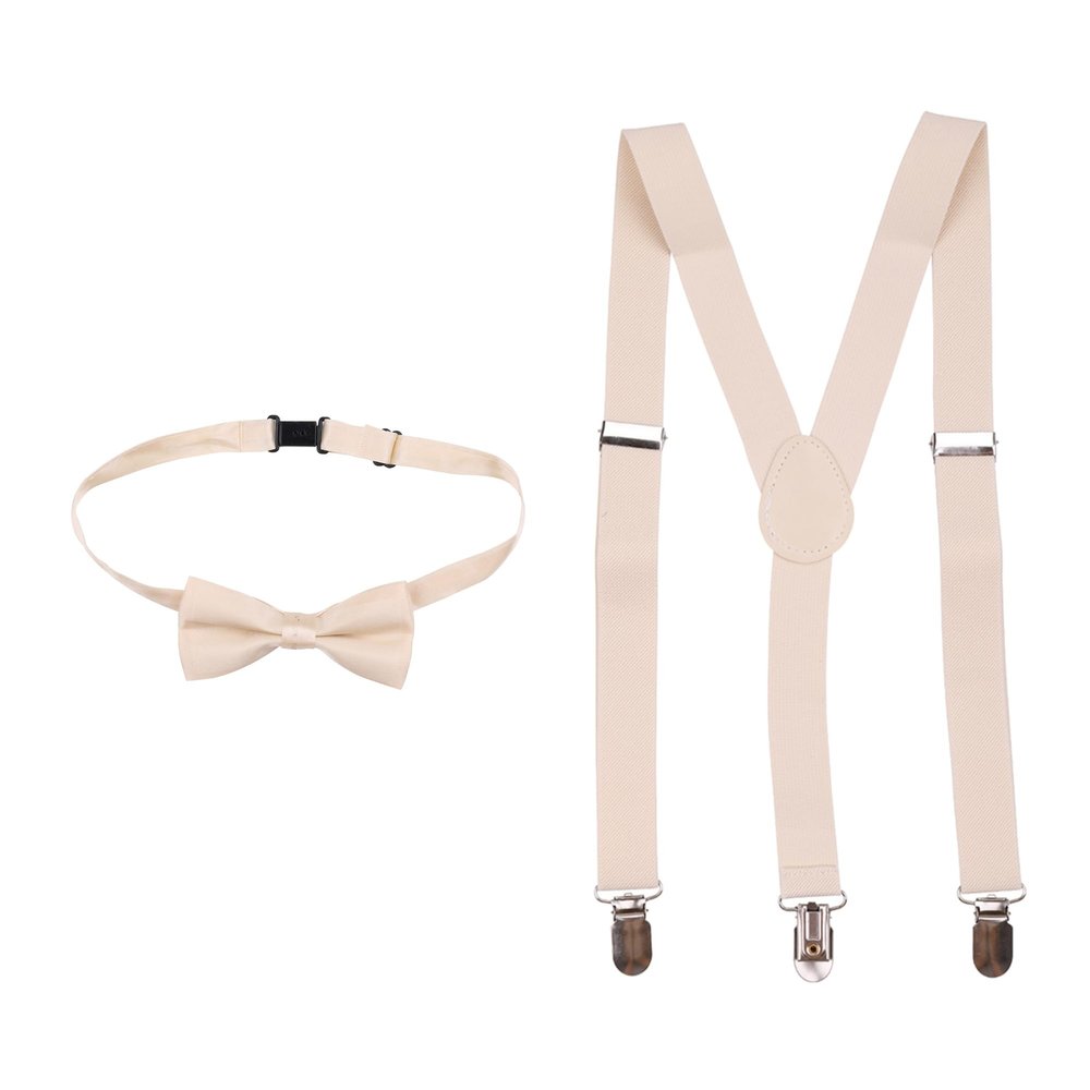 Kids Bow Tie Suspender Sets, Elasticated Clip on Braces for Childrens, 25mm Wide