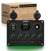 Nilight - 90125E 5 Gang Multi Function Rocker Switch Green Backlit Dual USB Charger + Digital Voltmeter +12V Outlet Pre-Wired Switch Panel with Inline Fuse for RVs Cars Boats Trucks Trailers view 1