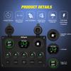 Nilight - 90125E 5 Gang Multi Function Rocker Switch Green Backlit Dual USB Charger + Digital Voltmeter +12V Outlet Pre-Wired Switch Panel with Inline Fuse for RVs Cars Boats Trucks Trailers view 3