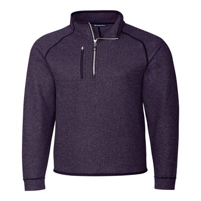 Cutter & Buck Men's Half Zip, College Purple Heather, XXXL