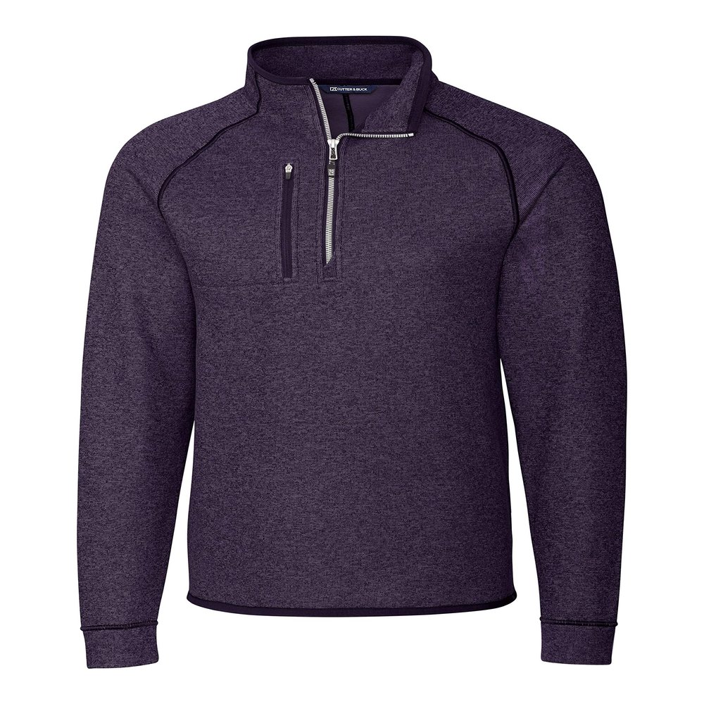 Cutter & Buck Men's Half Zip, College Purple Heather, XXXL
