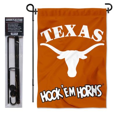College Flags & Banners Co. Texas Hookem Horns Garden Banner and Flag Stand Pole Holder Set