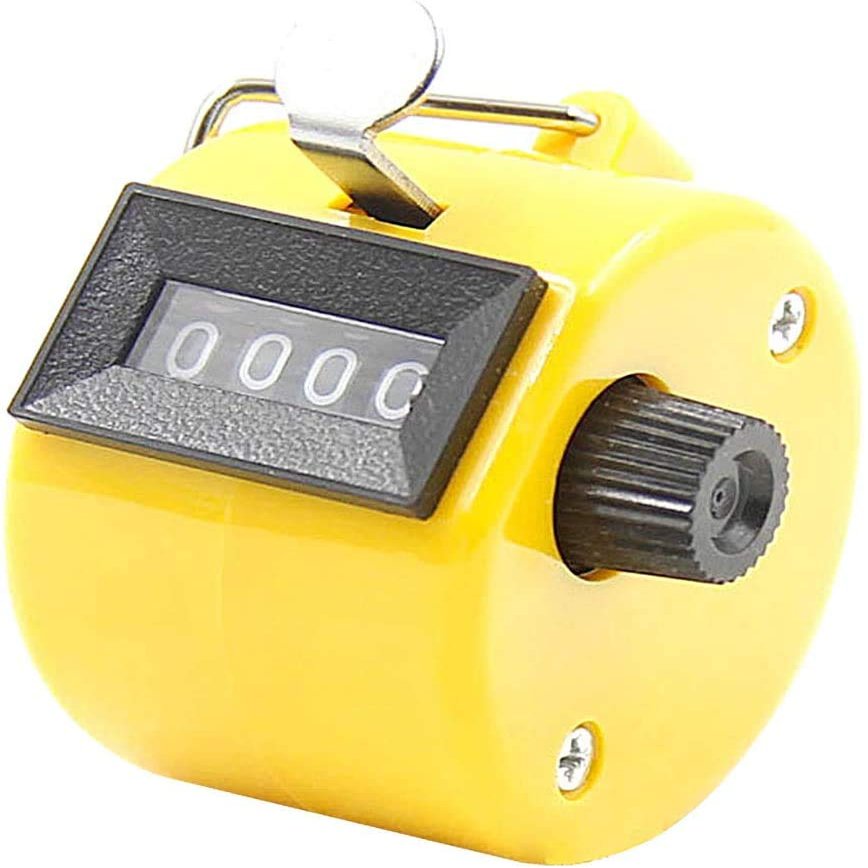 White Deer Hand Tally Counter 4 Digit Number Dual Clicker Golf Handy Convenient (Yellow)